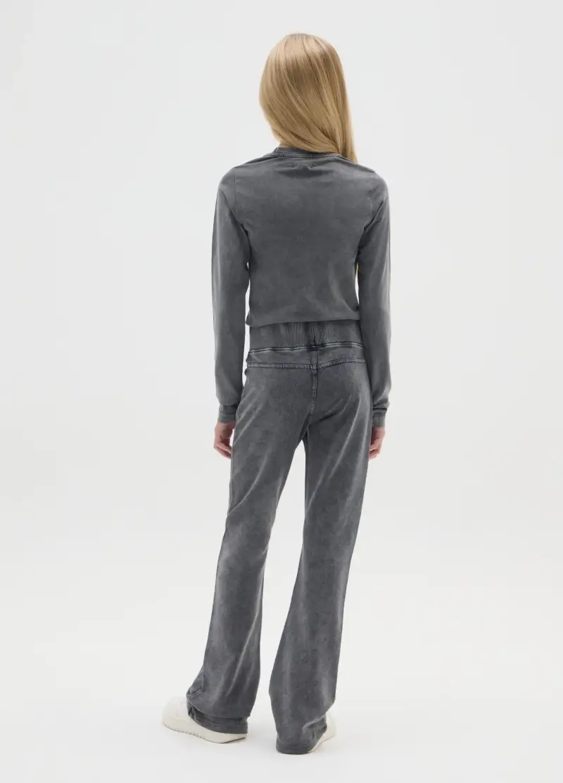 Pantaloni Flare Da Ragazza In Cotone Grigio, Bambina, Grigio miniatura 2