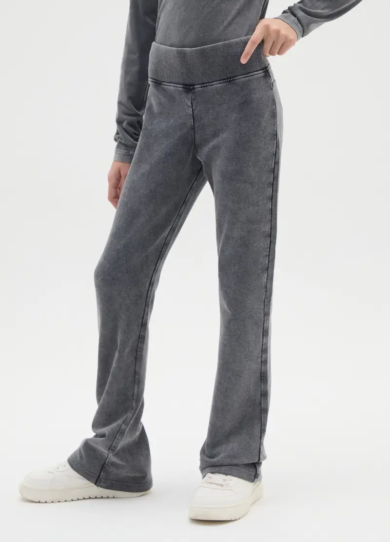 Pantaloni Flare Da Ragazza In Cotone Grigio, Bambina, Grigio miniatura 3