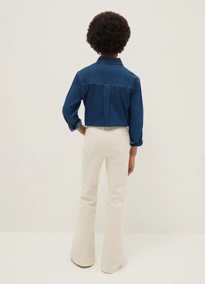 Pantaloni Flare In Cotone Elasticizzato Beige Da Ragazza, Bambina, Beige miniatura 2