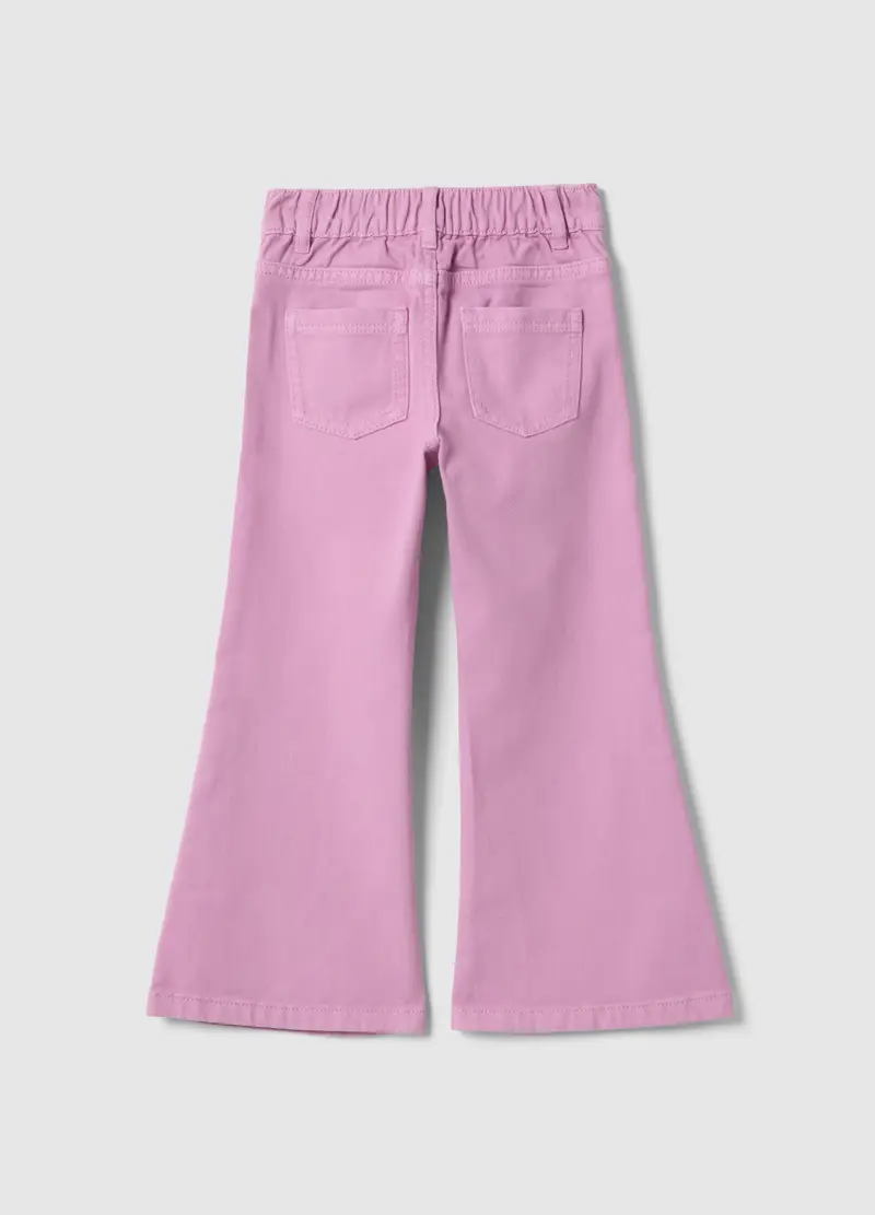 Pantaloni Flare In Puro Cotone Rosa Regular Fit Per Bambina, Rosa miniatura 2