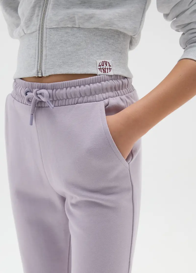 Pantaloni Flare Viola Da Ragazza In Puro Cotone Vita Regular, Bambina, Viola miniatura 3