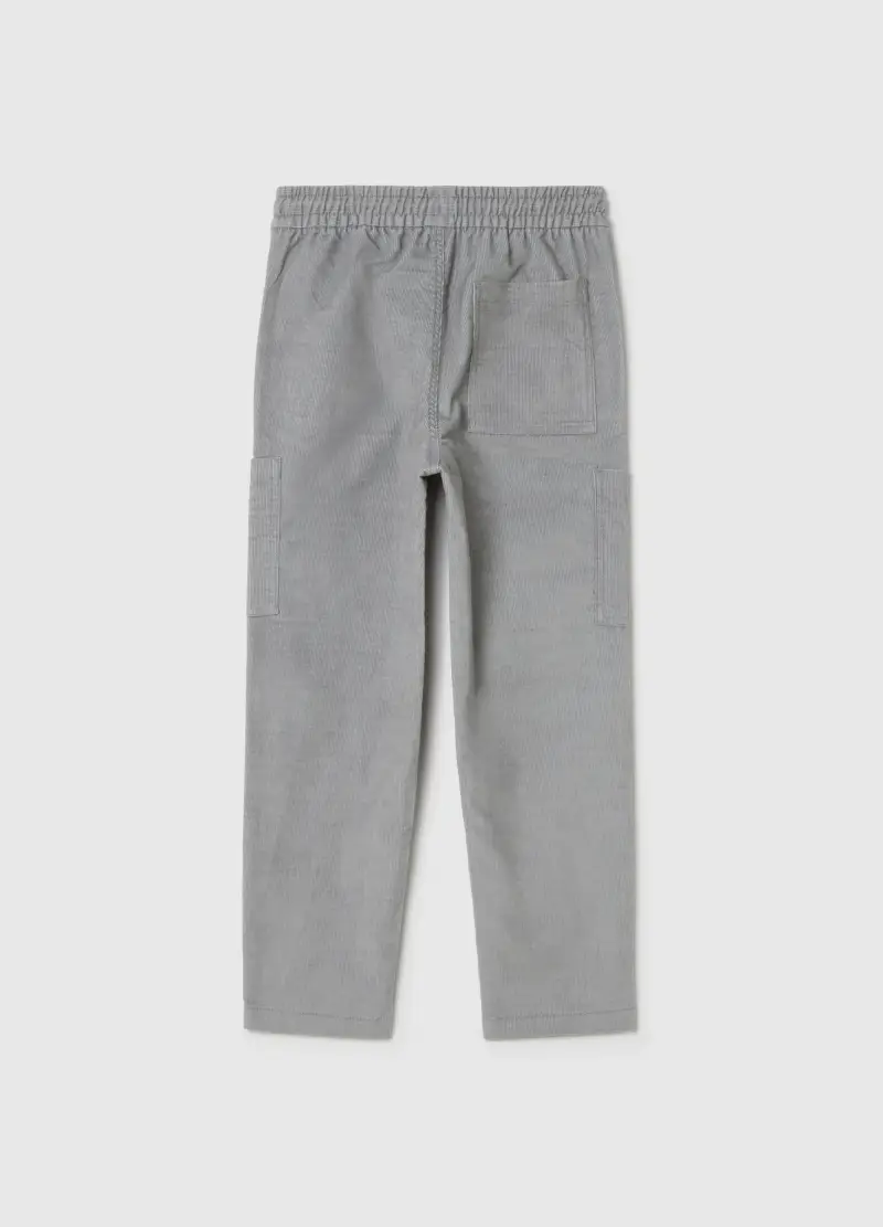 Pantaloni Grigi Cargo In Misto Cotone, Bambino, Grigio miniatura 2