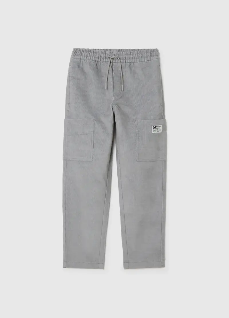 Pantaloni Grigi Cargo In Misto Cotone, Bambino, Grigio