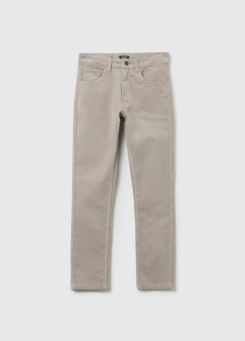 Pantaloni Grigi Da Ragazzo In Misto Cotone Regular Fit, Bambino, Grigio