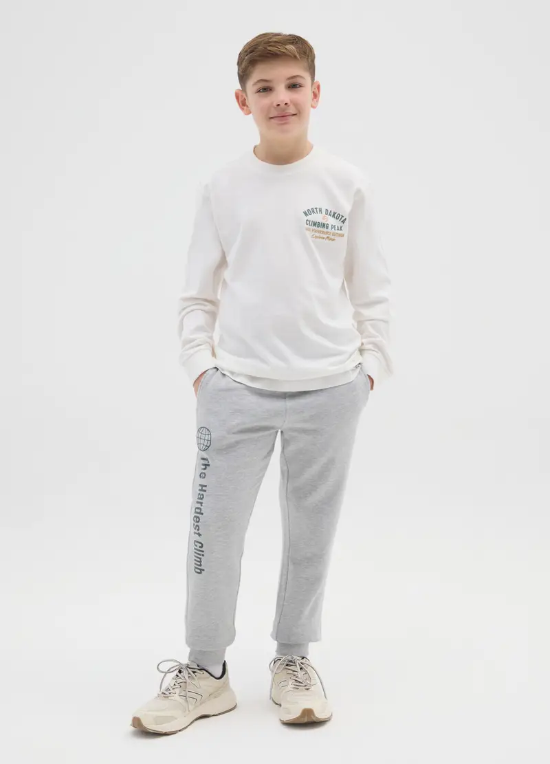 Pantaloni Grigi Regular In Cotone Per Ragazzo, Bambino, Beige