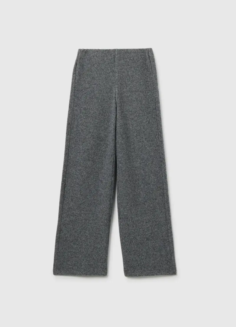Pantaloni Grigi Wide Leg Da Ragazza In Tessuto Elasticizzato, Bambina, Grigio