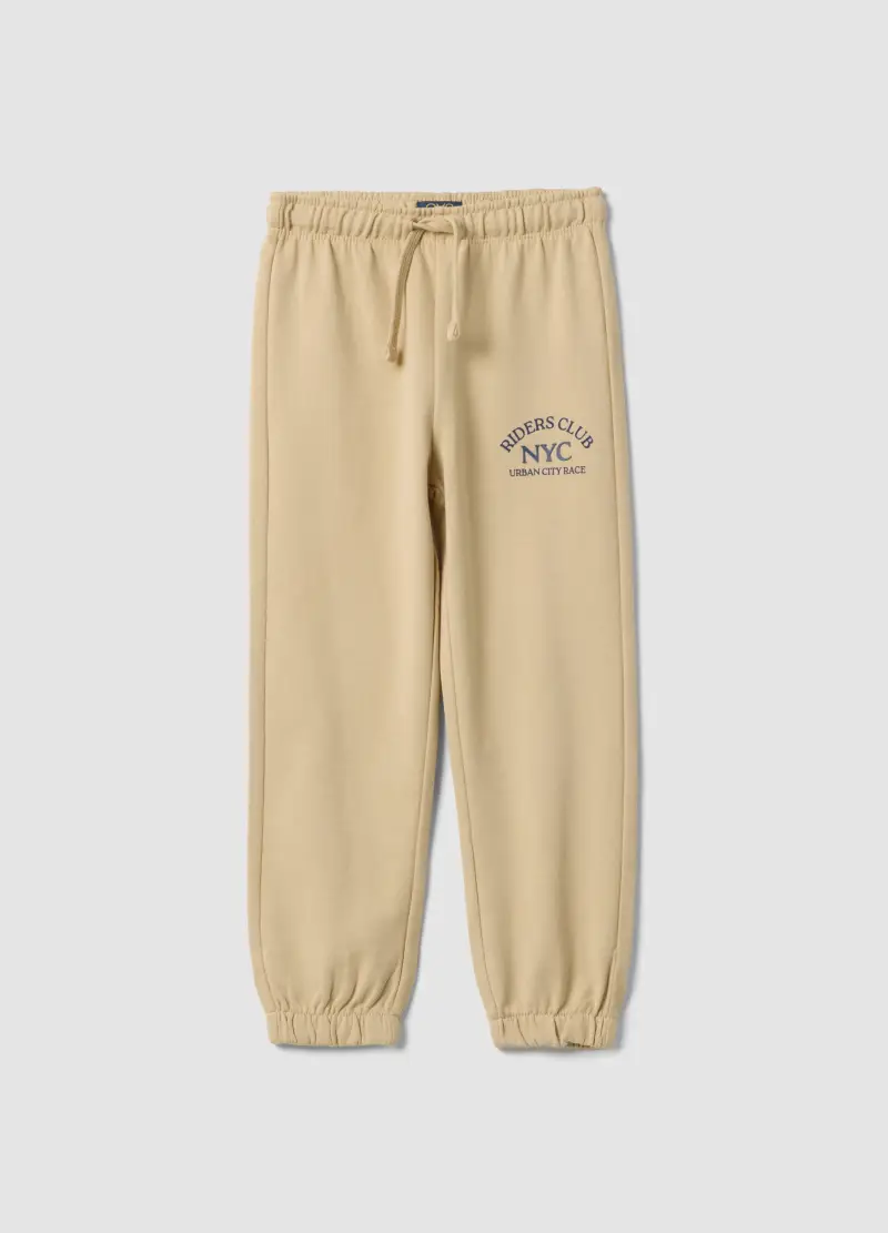 Pantaloni In Puro Cotone Beige Da Bambino Regular Fit, Beige