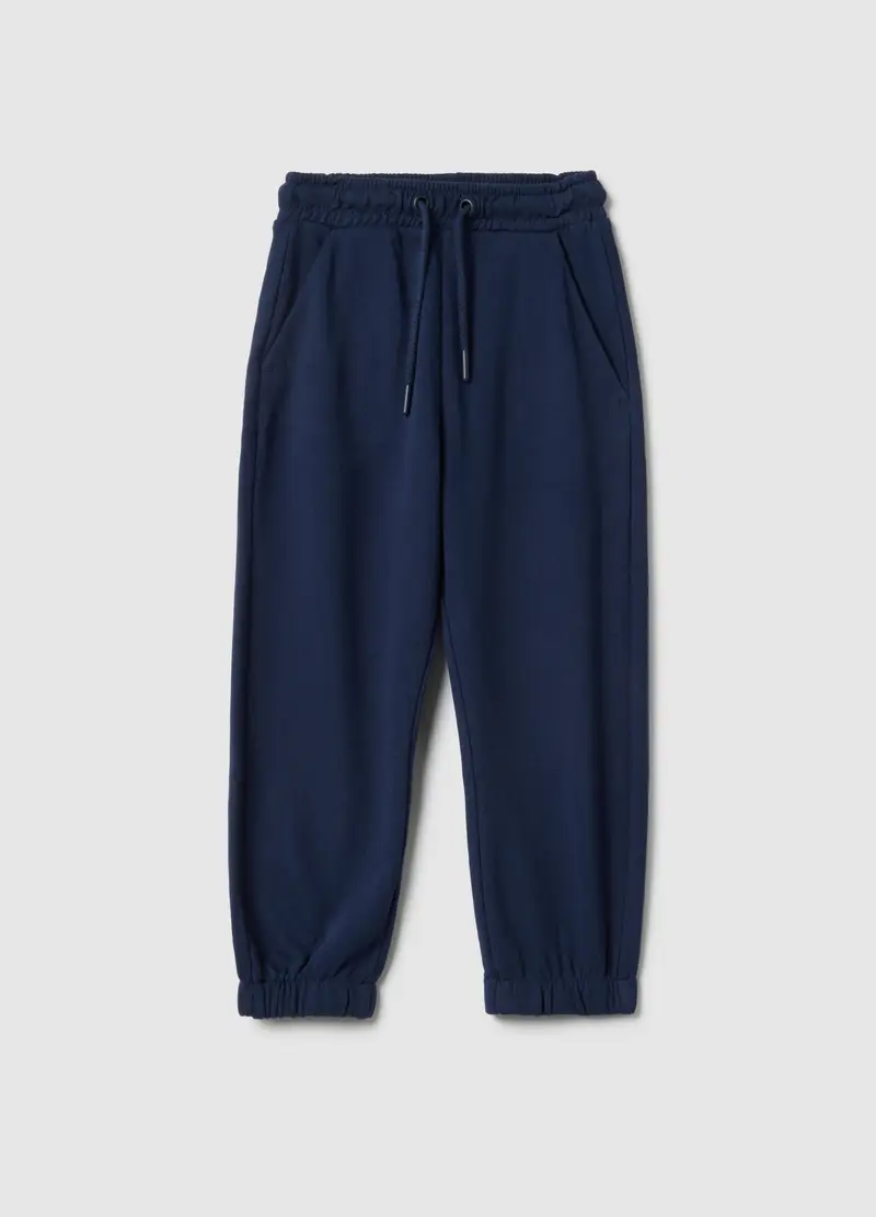 Pantaloni In Puro Cotone Blu Regular Fit Per Bambini, Bambino, Blu