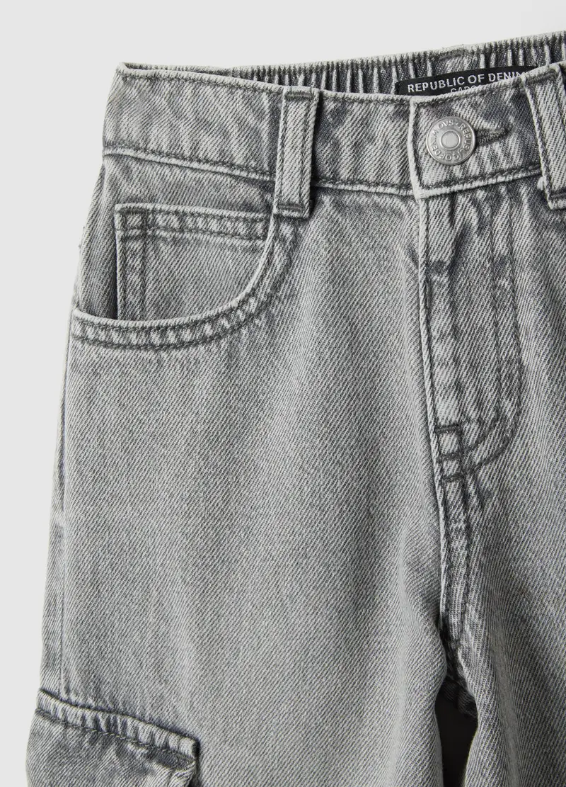 Pantaloni In Puro Cotone Grigi Regular Fit Per Bambina, Grigio miniatura 3