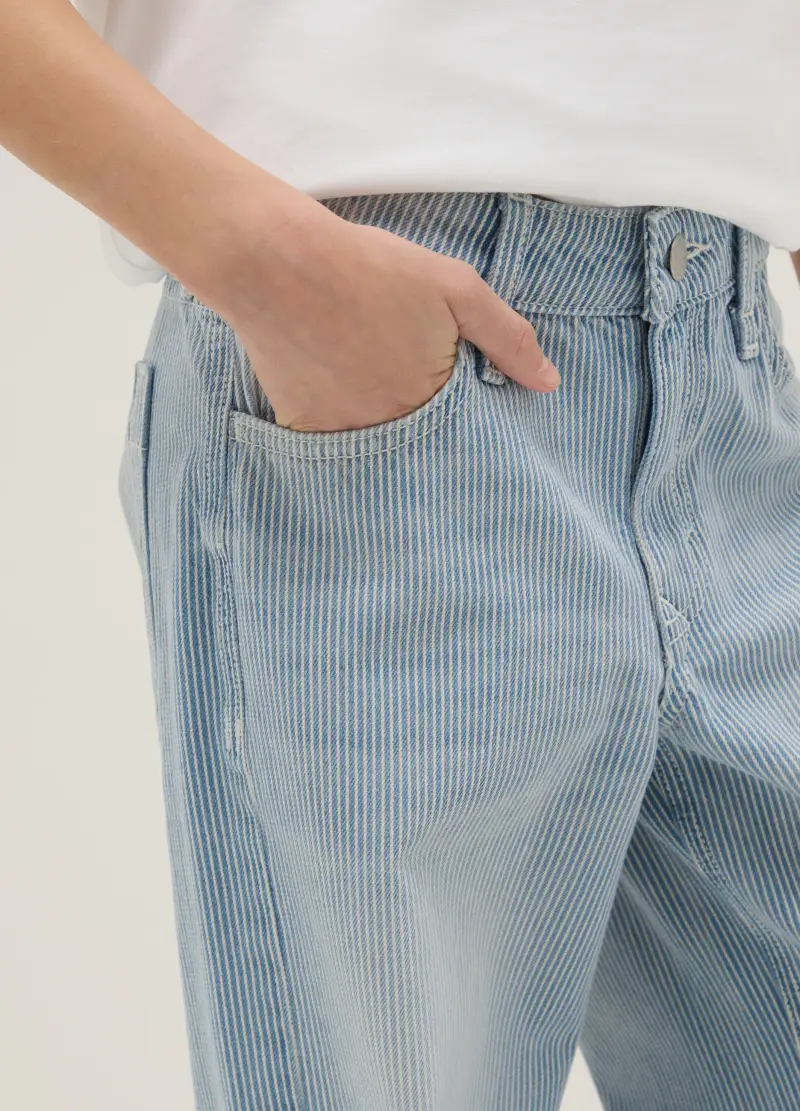 Pantaloni In Puro Cotone Multicolor Wide Leg Da Ragazza, Bambina, Azzurro miniatura 3