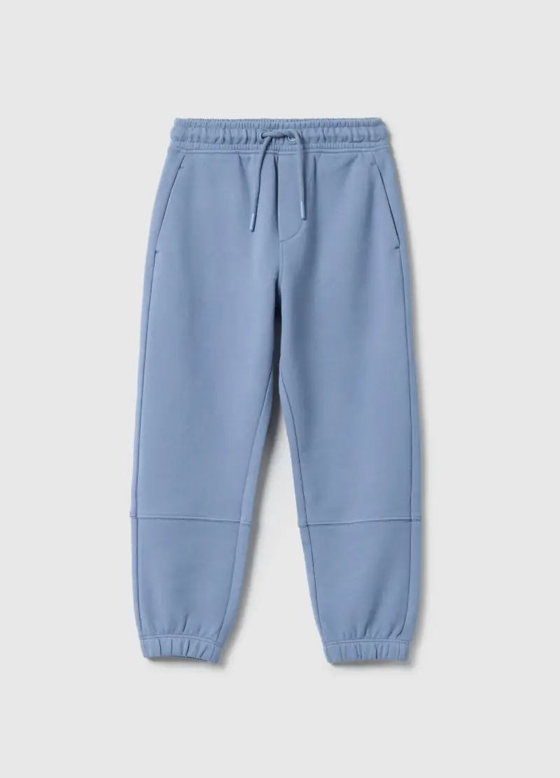Pantaloni Jogger Azzurri Da Bambino In Puro Cotone Regular Fit, Azzurro