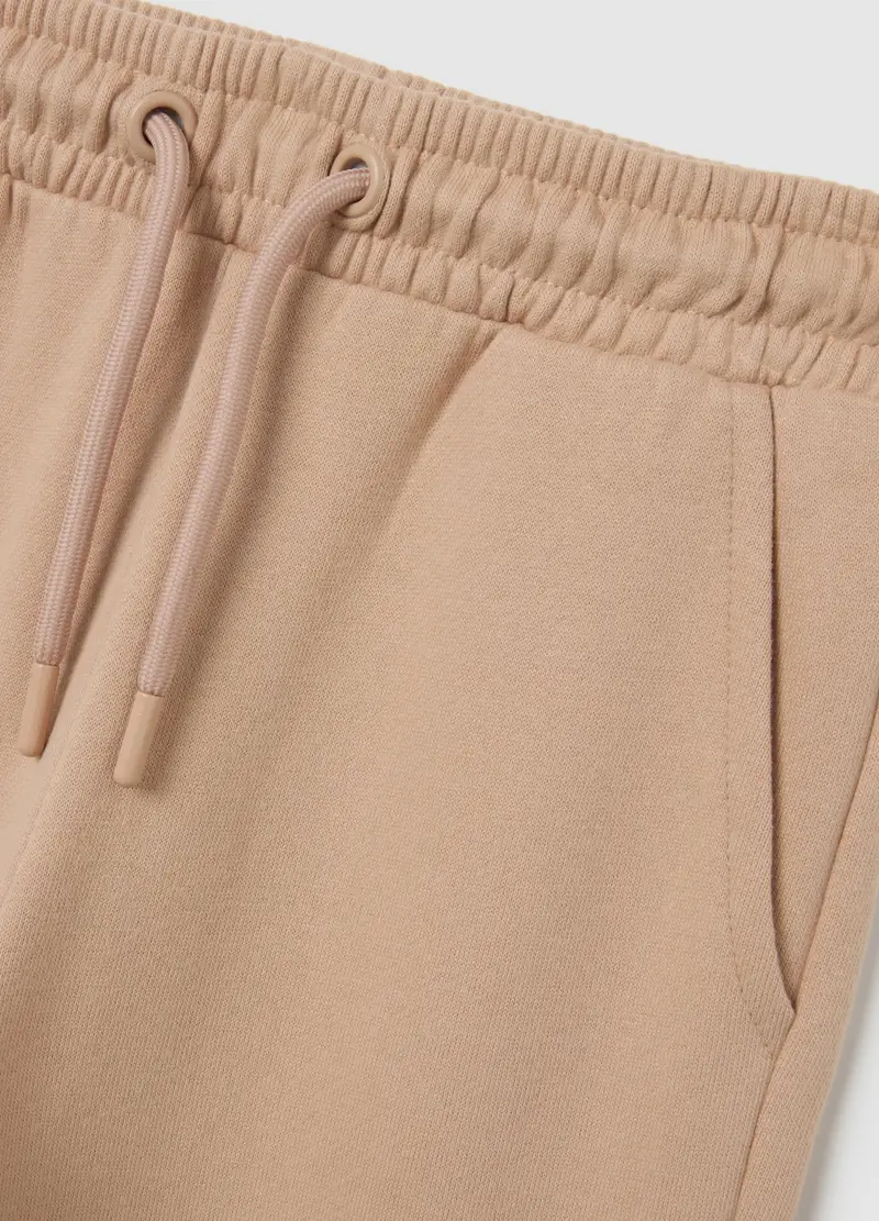 Pantaloni Jogger Beige Da Bambina In Puro Cotone Regular Fit, Beige miniatura 3
