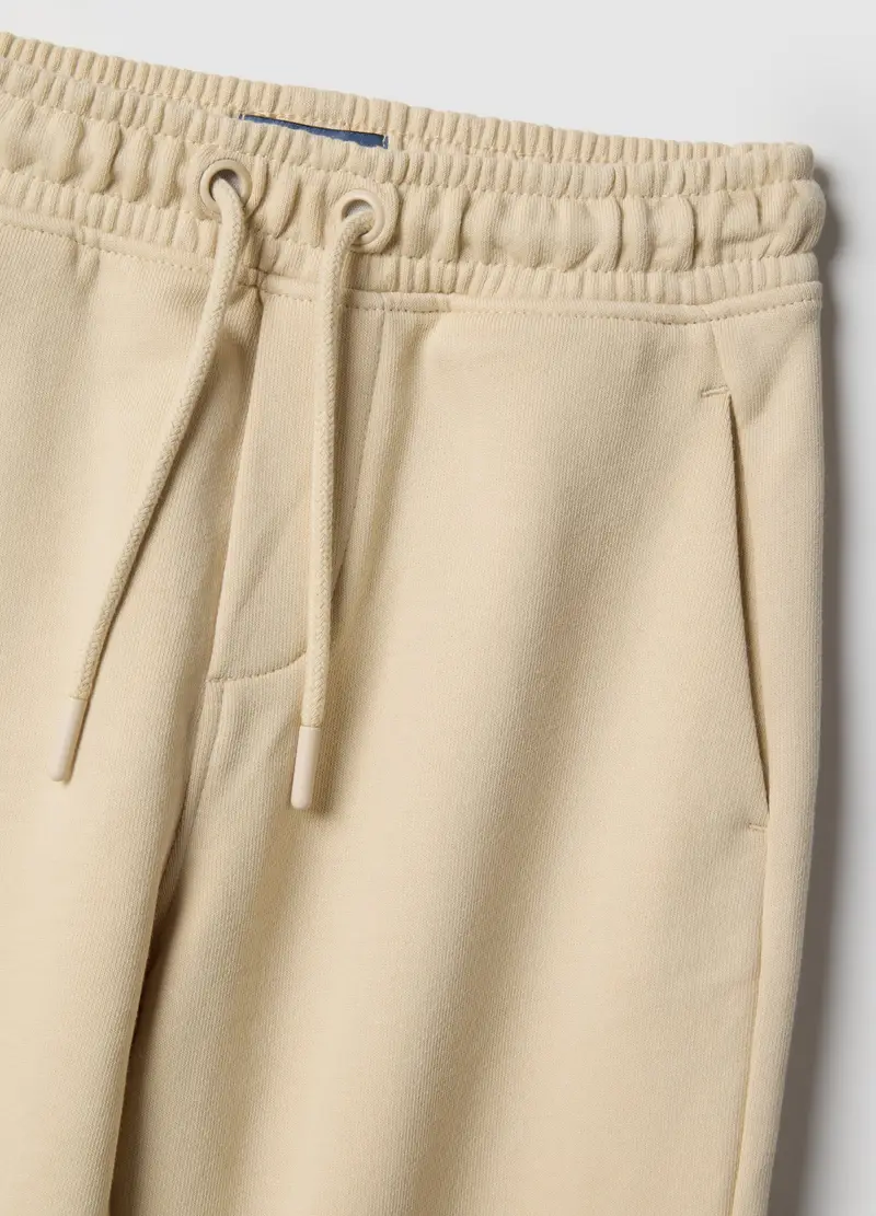 Pantaloni Jogger Beige Da Bambino In Puro Cotone Regular Fit, Beige miniatura 3