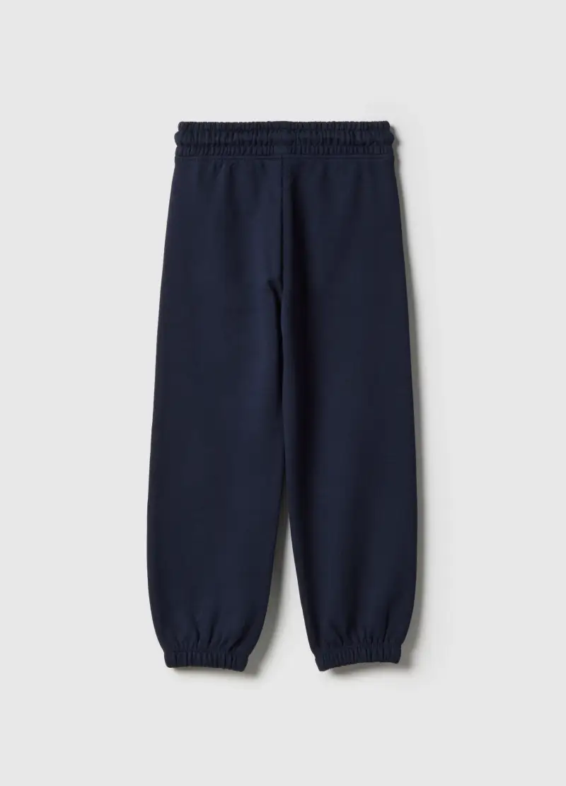 Pantaloni Jogger Blu Da Bambina In Puro Cotone Regular Fit, Blu miniatura 2