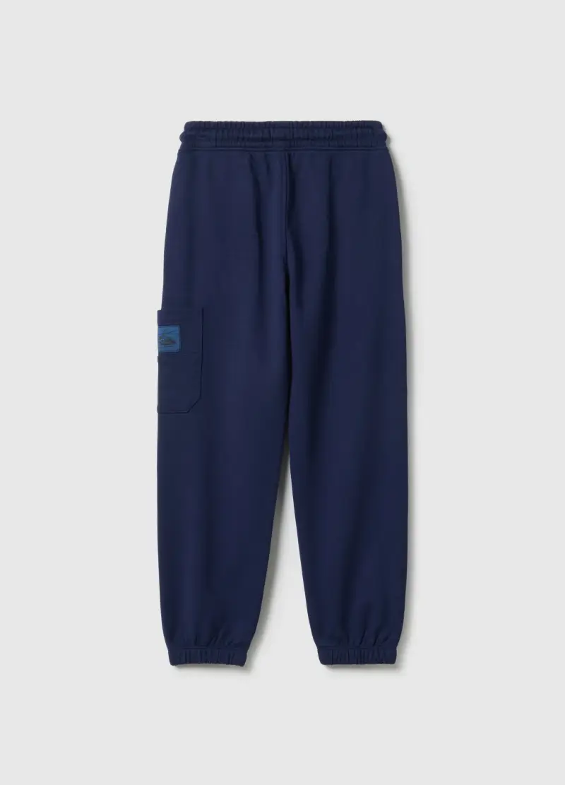 Pantaloni Jogger Blu Da Bambino In Puro Cotone Regular Fit, Blu miniatura 2