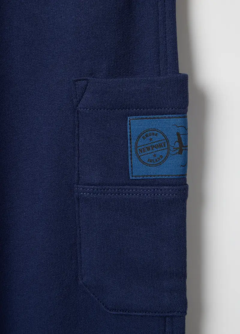 Pantaloni Jogger Blu Da Bambino In Puro Cotone Regular Fit, Blu miniatura 3