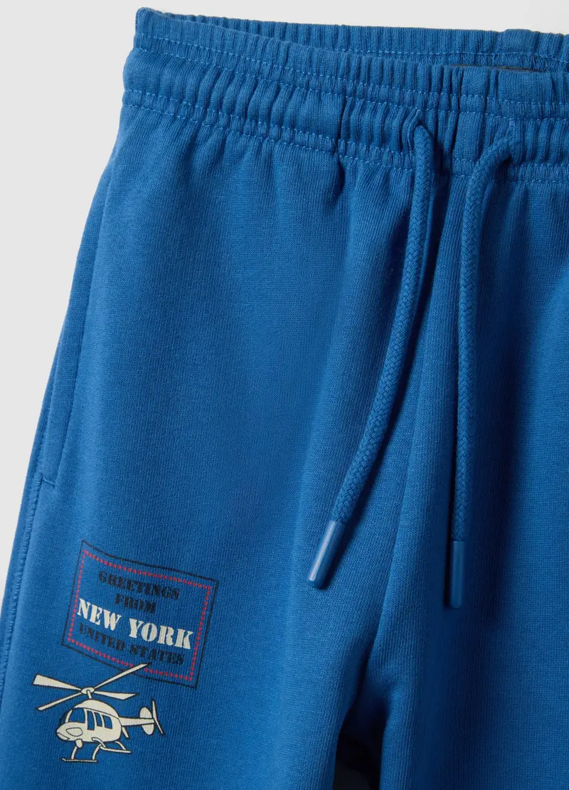 Pantaloni Jogger Blu Da Bambino In Puro Cotone Regular Fit Con Logo, Blu miniatura 3