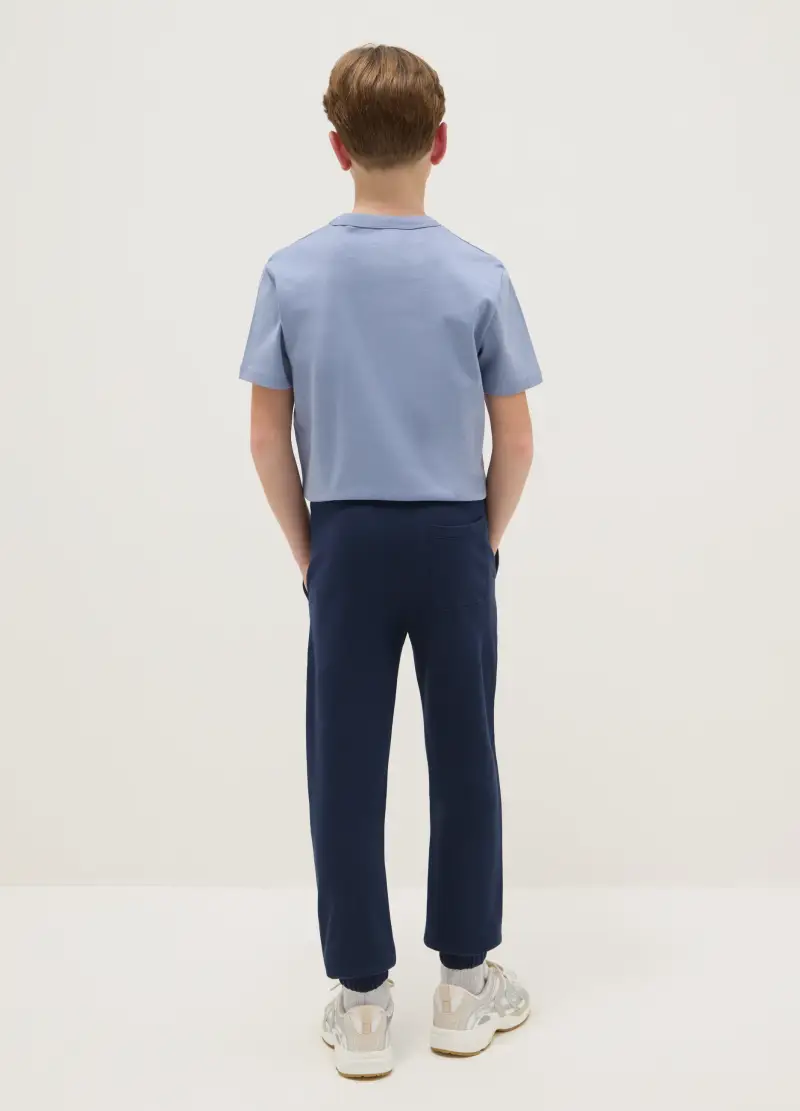 Pantaloni Jogger Blu Da Ragazzo In Puro Cotone Regular Fit, Bambino, Blu miniatura 2