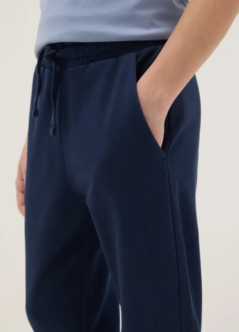 Pantaloni Jogger Blu Da Ragazzo In Puro Cotone Regular Fit, Bambino, Blu miniatura 3