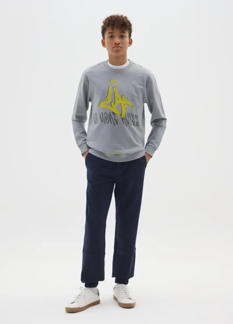 Ovs Kids Pantaloni Jogger Blu da Ragazzo in Puro Cotone
