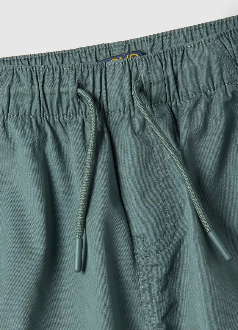 Pantaloni Jogger Cargo In Puro Cotone Verde Da Bambino Relaxed Fit, Verde miniatura 3