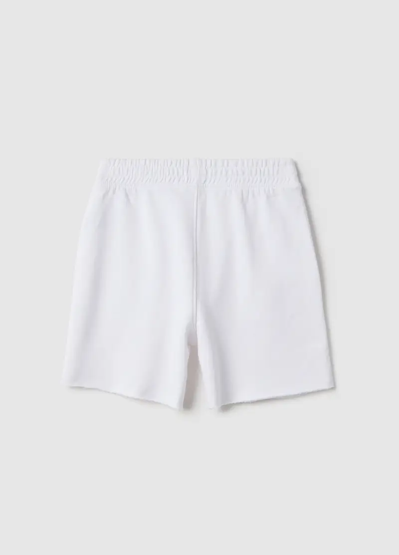 Pantaloni Jogger Corti In Puro Cotone Bianco Da Bambino Regular Fit, Bianco miniatura 2