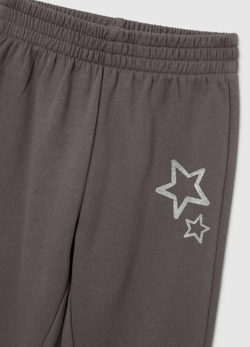 Pantaloni Jogger Da Bambina In Puro Cotone Grigio Regular Fit, Grigio miniatura 3