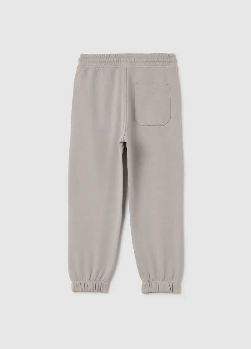 Pantaloni Jogger Da Bambino In Puro Cotone Grigio Regular Fit, Grigio miniatura 2