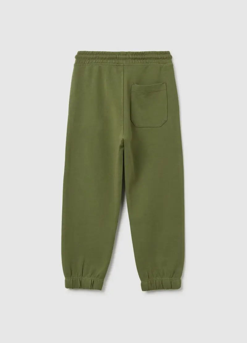Pantaloni Jogger Da Bambino In Puro Cotone Verde Regular Fit, Verde miniatura 2