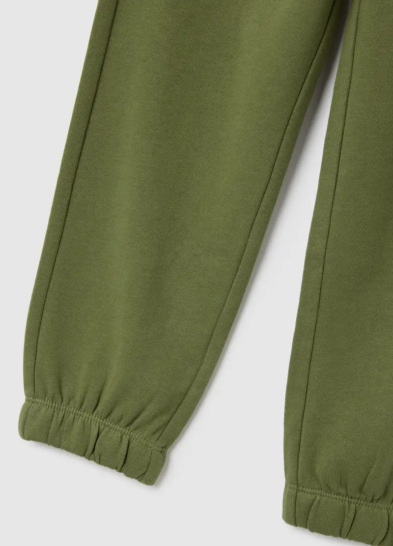 Pantaloni Jogger Da Bambino In Puro Cotone Verde Regular Fit, Verde miniatura 3