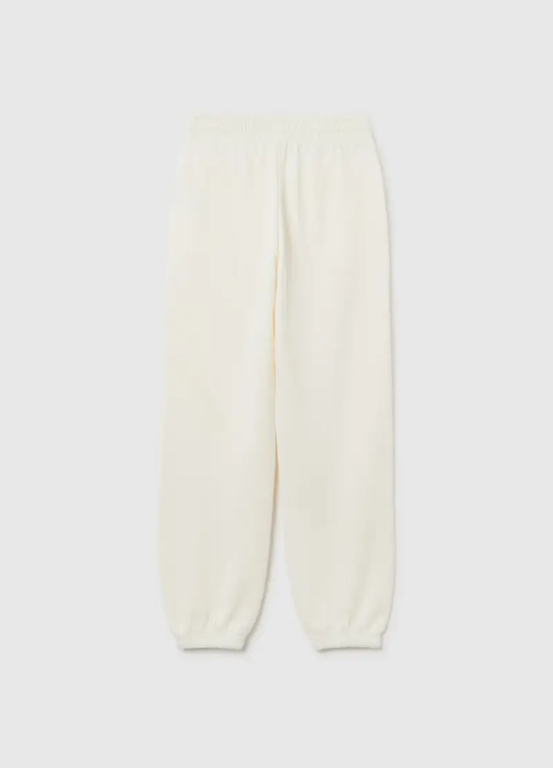 Pantaloni Jogger Da Ragazza In Puro Cotone Bianco Regular Fit, Bambina, Bianco miniatura 2