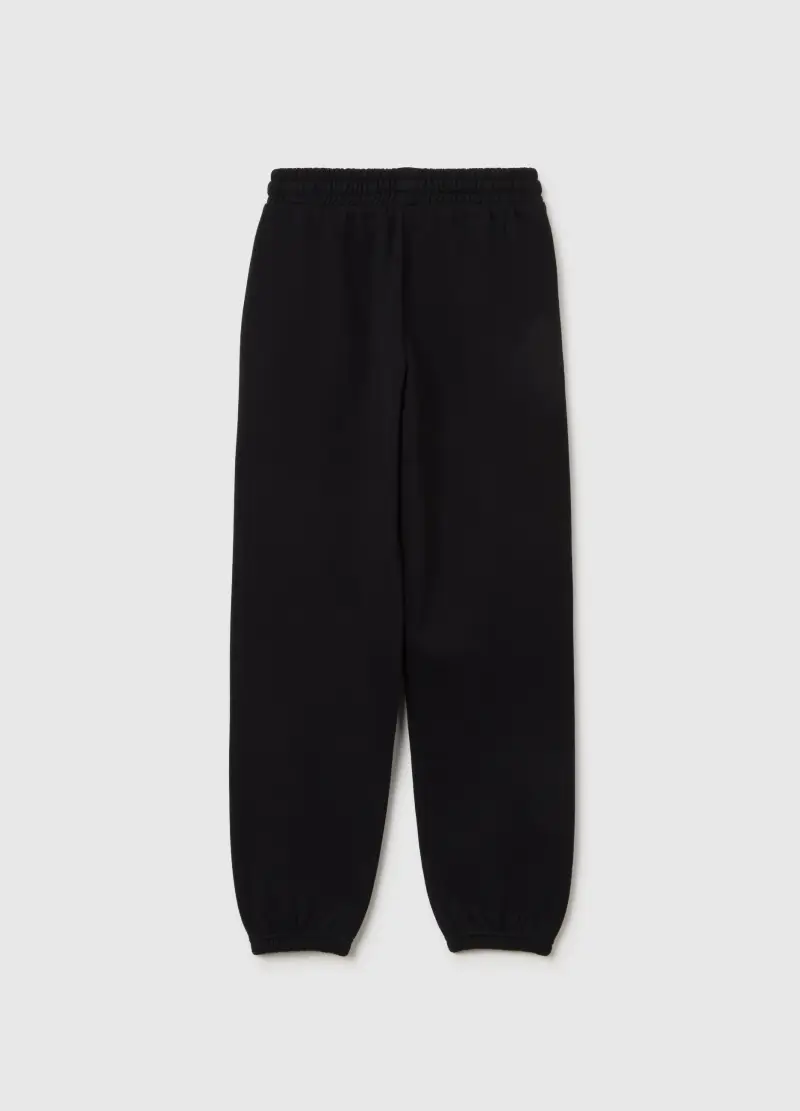 Pantaloni Jogger Da Ragazza In Puro Cotone Neri, Bambina, Nero miniatura 2