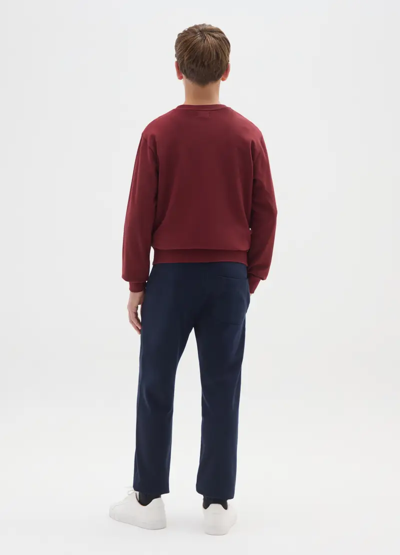 Pantaloni Jogger Da Ragazzo In Puro Cotone Blu Regular Fit, Bambino, Blu miniatura 2