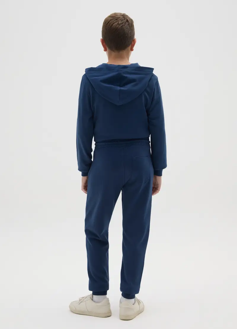 Pantaloni Jogger Da Ragazzo In Puro Cotone Blu Regular Fit, Bambino, Blu miniatura 2
