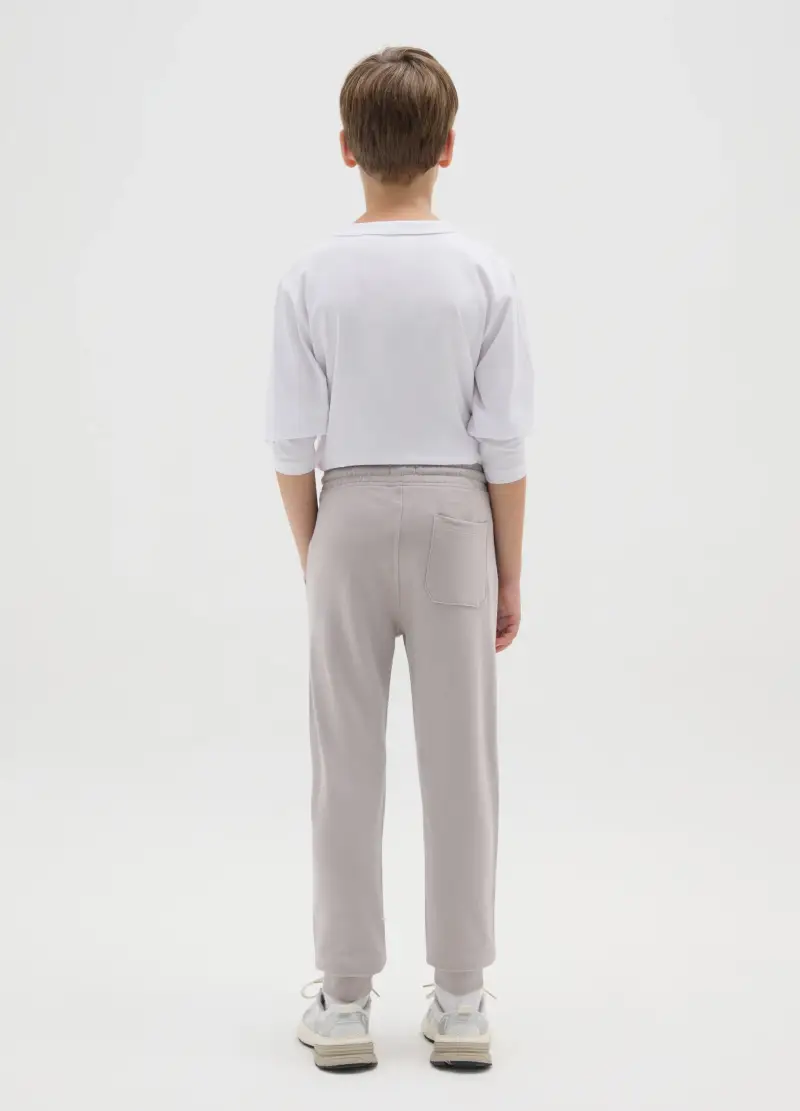 Pantaloni Jogger Da Ragazzo In Puro Cotone Grigio Regular Fit, Bambino, Grigio miniatura 2