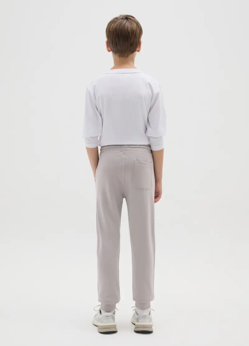Pantaloni Jogger Da Ragazzo In Puro Cotone Grigio Regular Fit, Bambino, Grigio miniatura 2