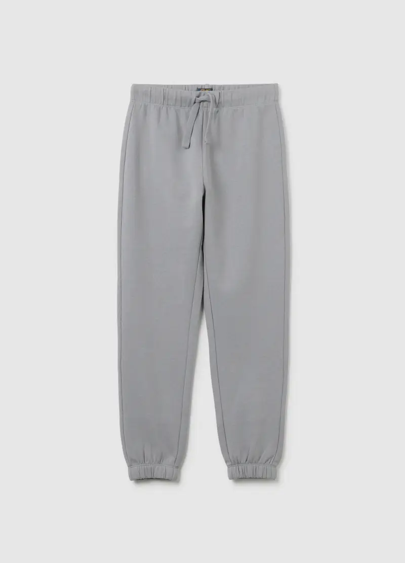 Pantaloni Jogger Da Ragazzo In Puro Cotone Grigio Regular Fit, Bambino, Grigio