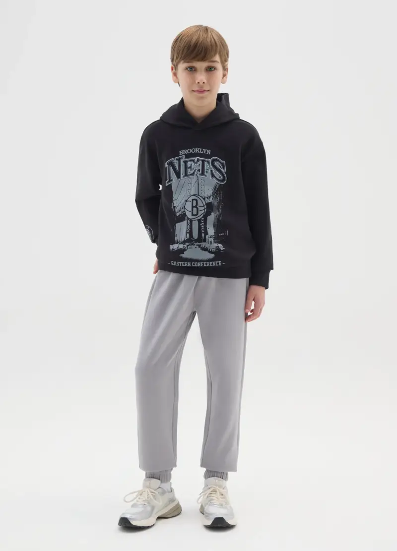 Ovs Kids Pantaloni Jogger Grigi in Puro Cotone per Ragazzo