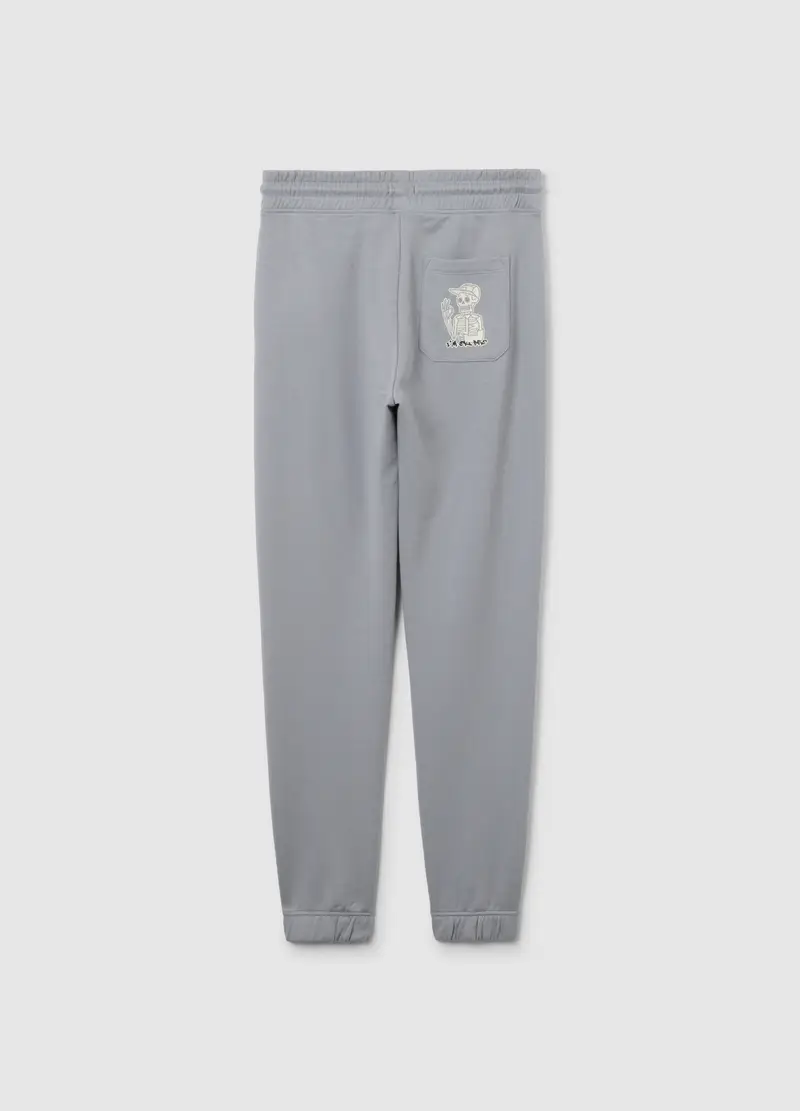 Pantaloni Jogger Da Ragazzo In Puro Cotone Grigio Regular Fit, Bambino, Grigio miniatura 2