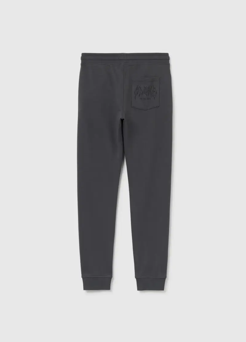 Pantaloni Jogger Da Ragazzo In Puro Cotone Grigio Regular Fit, Bambino, Grigio miniatura 2