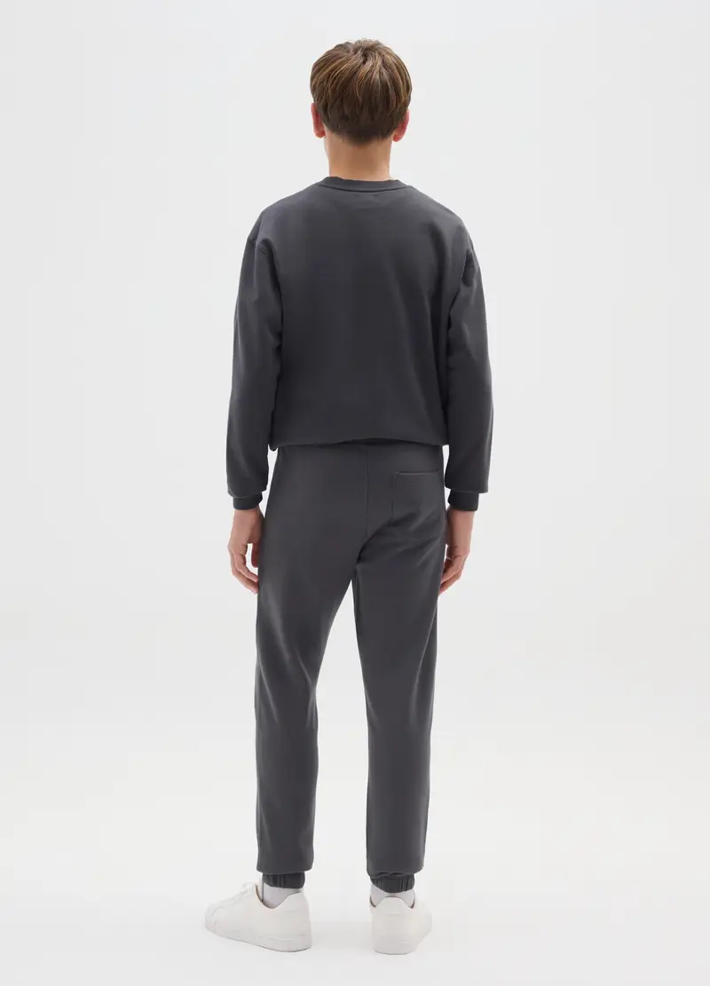 Pantaloni Jogger Da Ragazzo In Puro Cotone Grigio Regular Fit, Bambino, Grigio miniatura 2