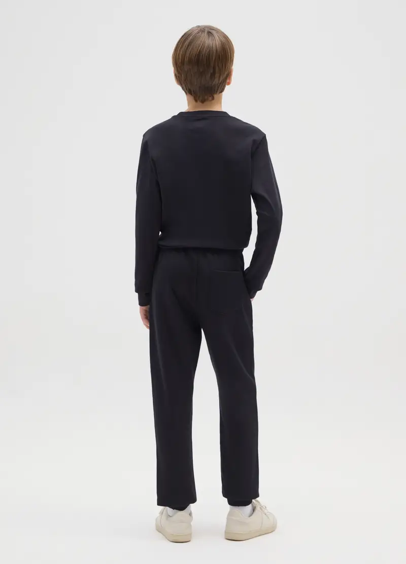 Ovs Kids Pantaloni Jogger Bambino Nero in Puro Cotone miniatura 2