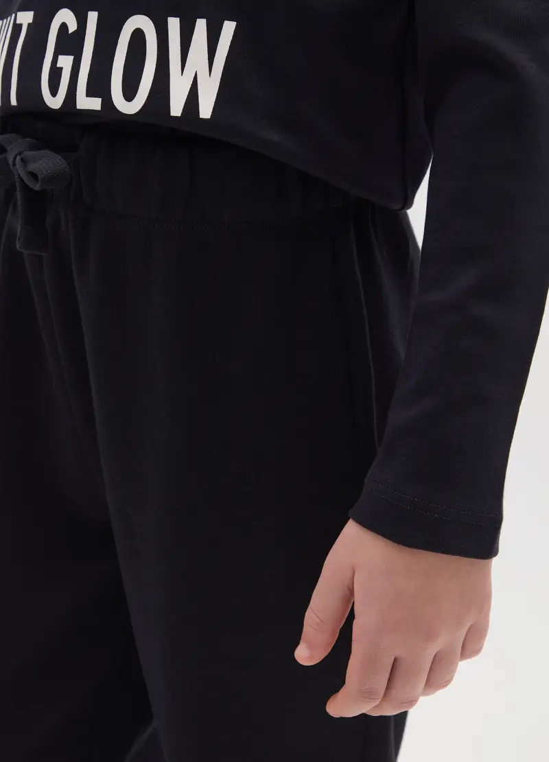 Ovs Kids Pantaloni Jogger Bambino Nero in Puro Cotone miniatura 3