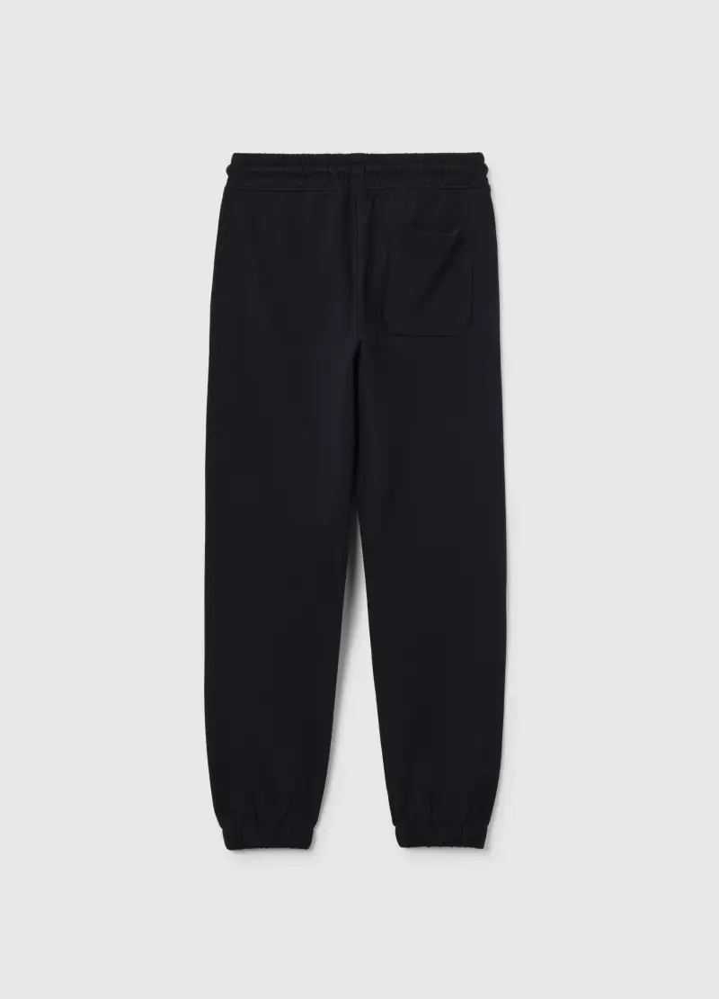 Pantaloni Jogger Da Ragazzo In Puro Cotone Nero Regular Fit, Bambino, Nero miniatura 2