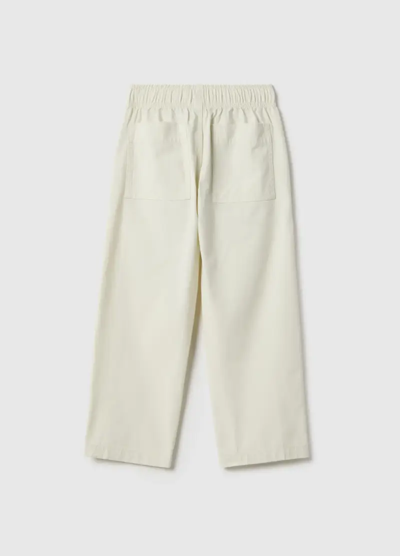 Pantaloni Jogger Dritti In Puro Cotone Beige Da Bambino, Beige miniatura 2
