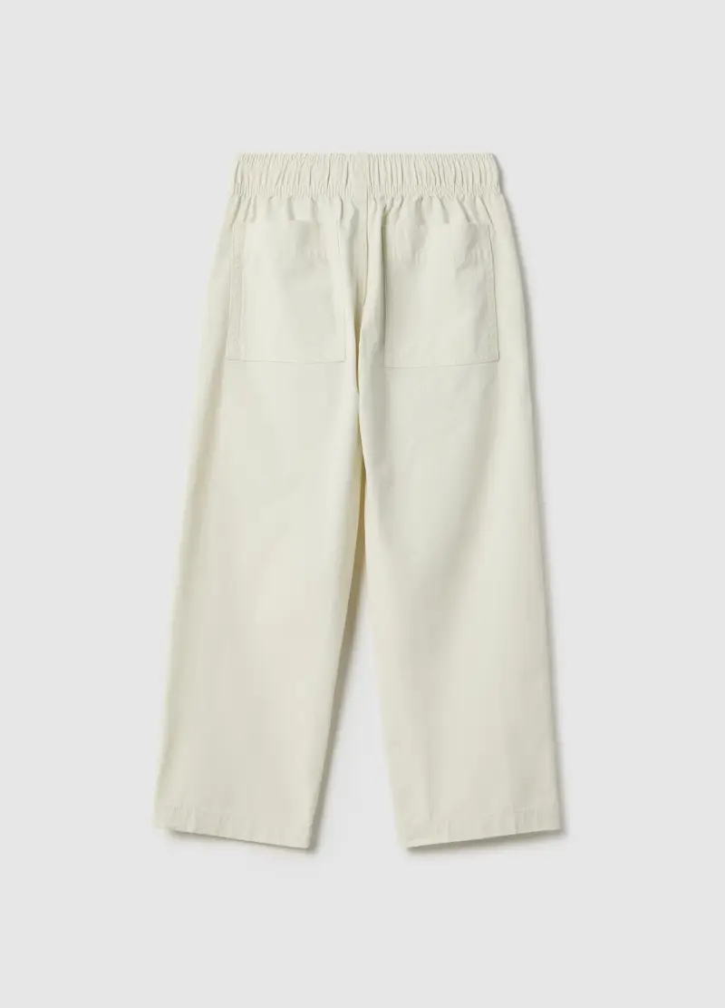 Pantaloni Jogger Dritti In Puro Cotone Beige Da Bambino, Beige miniatura 2