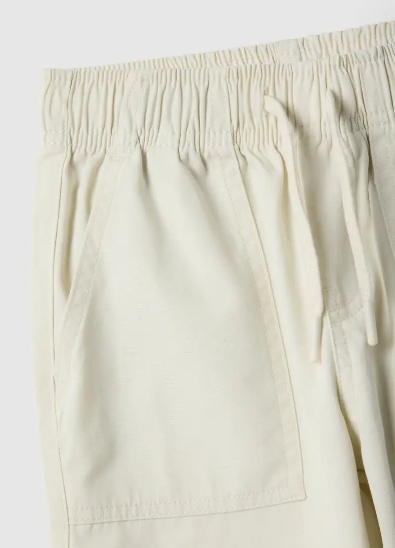 Pantaloni Jogger Dritti In Puro Cotone Beige Da Bambino, Beige miniatura 3