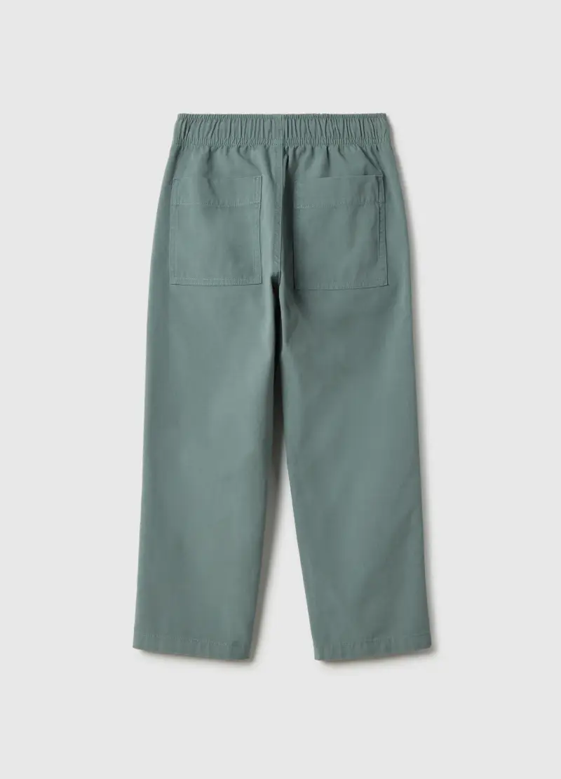 Pantaloni Jogger Dritti In Puro Cotone Verde Da Bambino, Verde miniatura 2