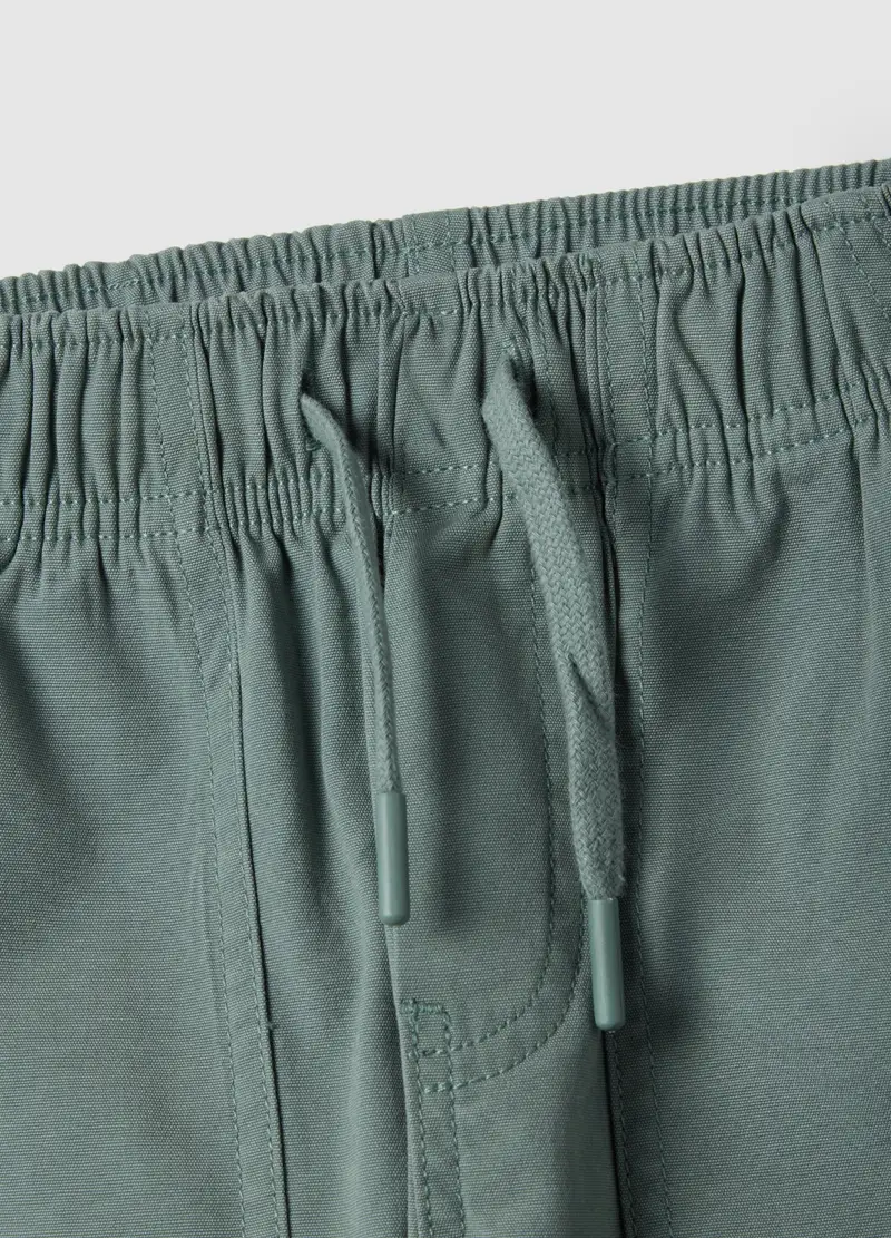 Pantaloni Jogger Dritti In Puro Cotone Verde Da Bambino, Verde miniatura 3