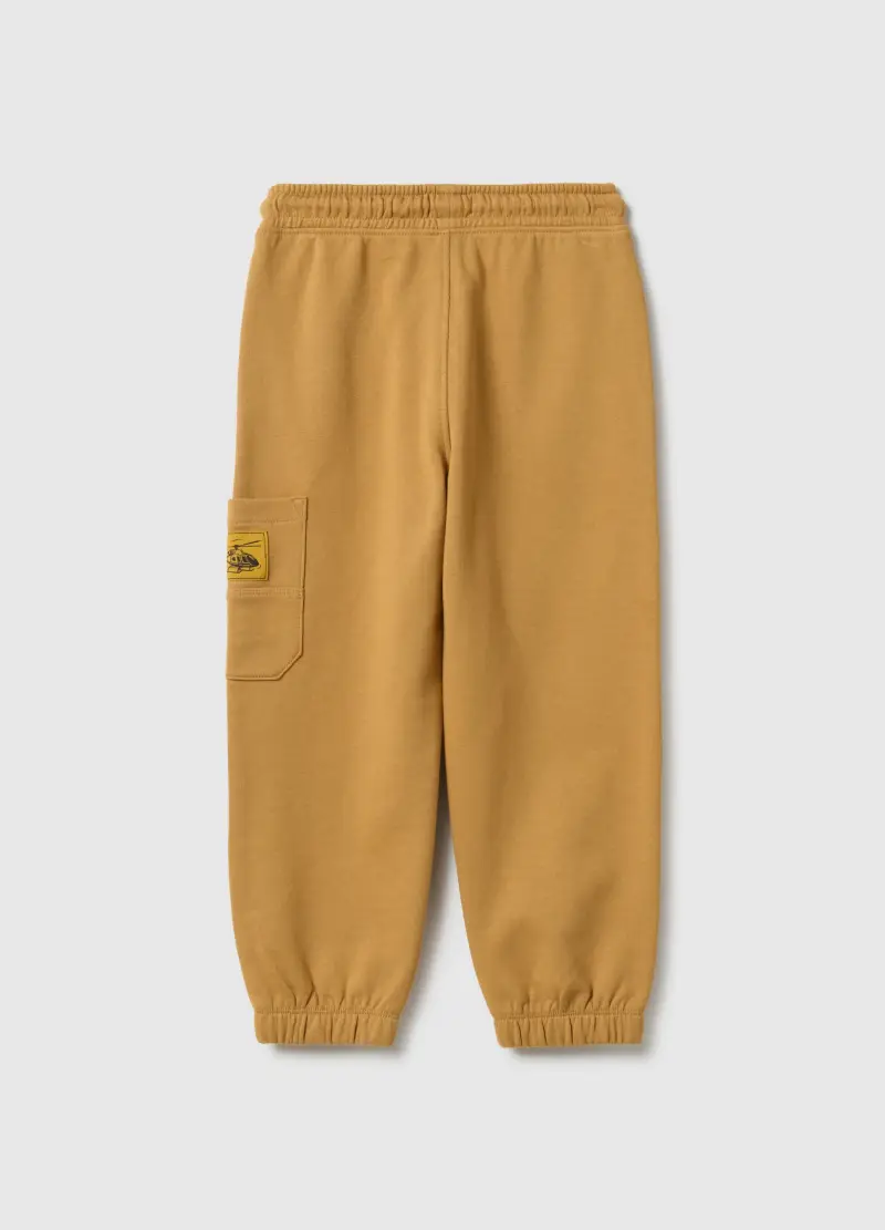 Pantaloni Jogger Gialli Da Bambino In Puro Cotone Regular Fit, Giallo miniatura 2